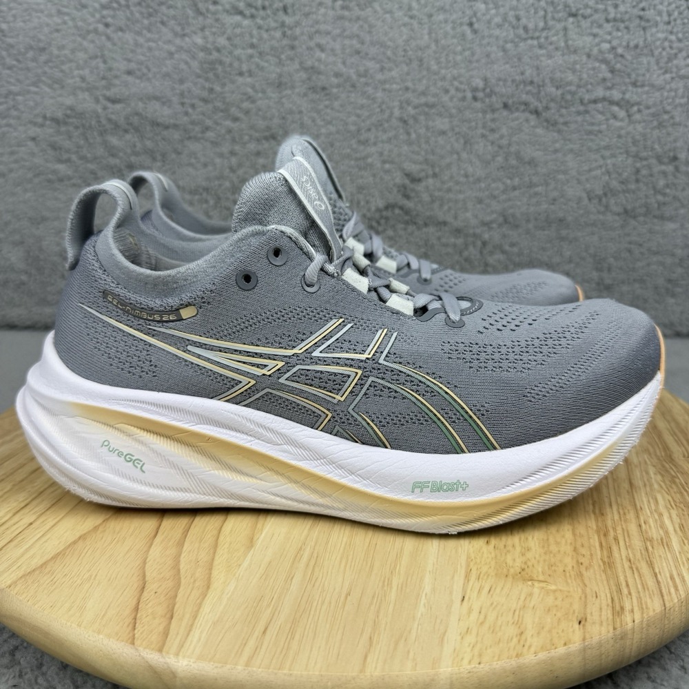 Asics Gel-Nimbus 26 Womens 7.5 Gray Running Walking Shoes 1012B601 NO INSOLES